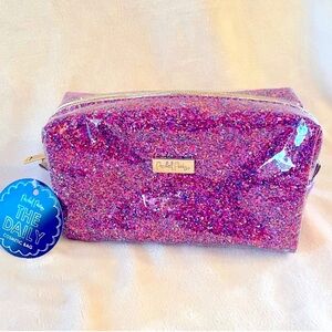 New Packed Party Shout It Out Pink Glitter Cosmetic Makeup Bag